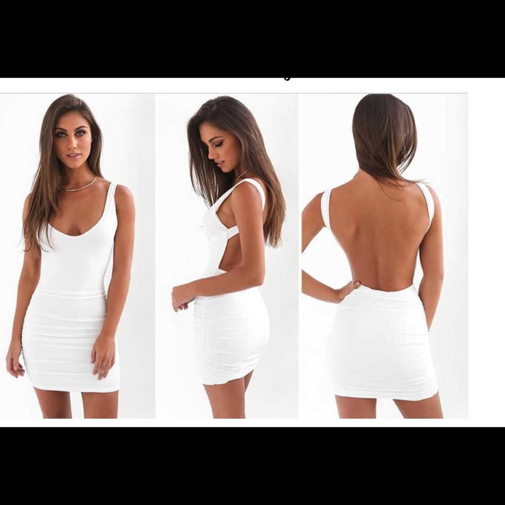 White backless mini dress